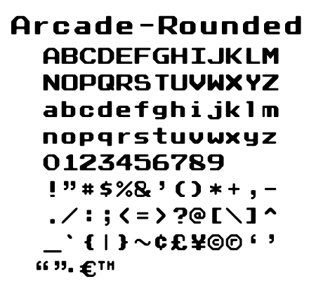 Arcade-Rounded文字一覧
