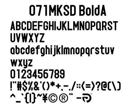 071MKSD-01 Bold文字一覧