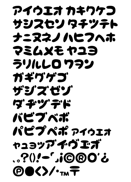 Nepon-Katakana文字一覧