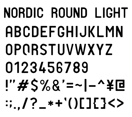 NORDIC Round Light文字一覧