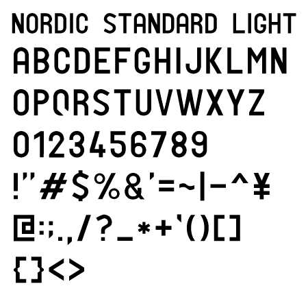 NORDIC Standard Light文字一覧