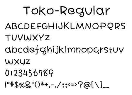 Toko-Regular文字一覧