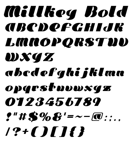 MILLKY BOLD文字一覧