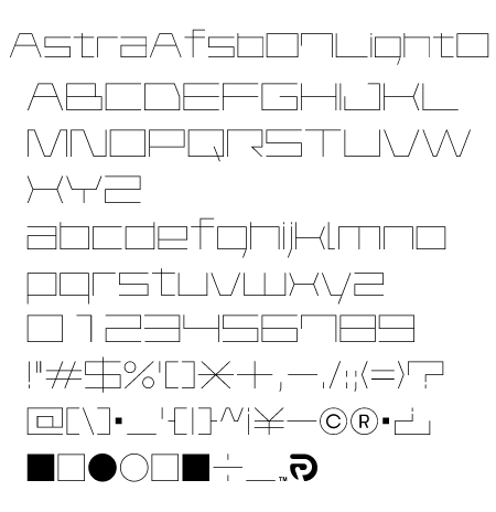 FSB07 Astra-Light Alphabet Type.1文字一覧