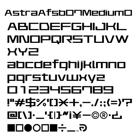 FSB07 Astra-Medium Alphabet Type.1文字一覧