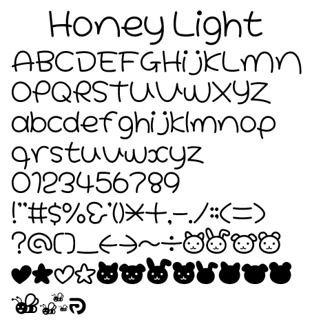 Honey-Light文字一覧