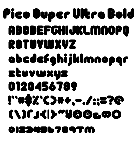 Pico-Super Ultra Bold文字一覧