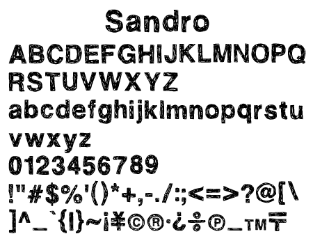 Sandy-Sandro文字一覧