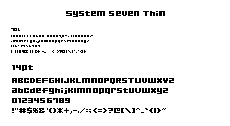System Seven-Thin文字一覧
