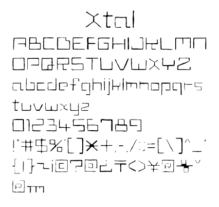Xtal-Alphabet文字一覧