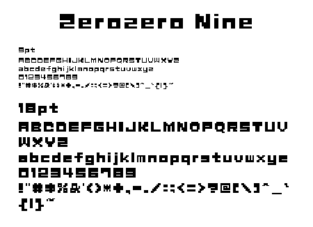 Zerozero-Nine-Alphabet文字一覧