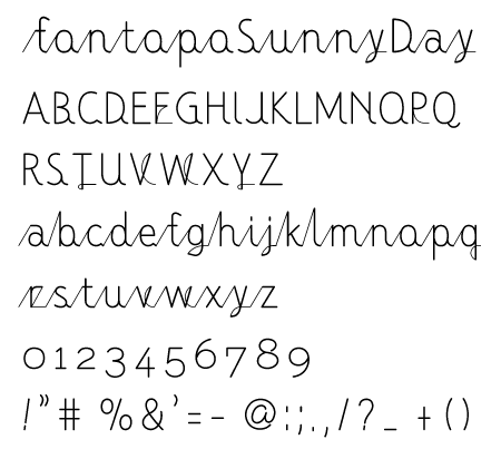 Sunny Day文字一覧