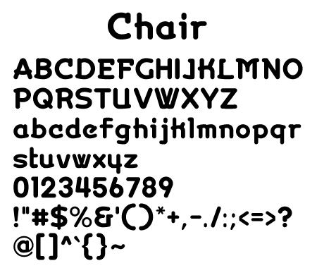 Chair収録文字一覧