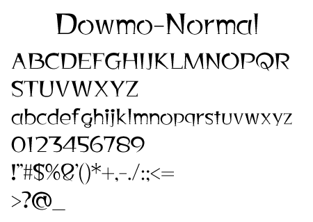 Dowmo-Normal文字一覧