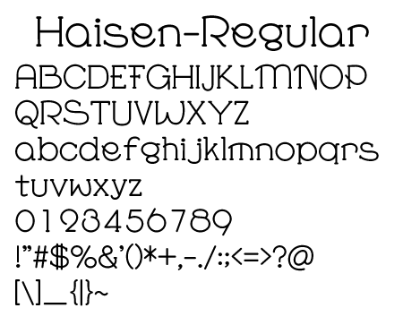 Haisen-Regular文字一覧
