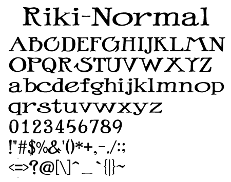 Riki-Normal文字一覧