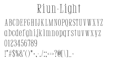 Riun-Light文字一覧