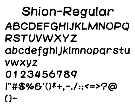 Shion-Regular文字一覧