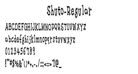 Shuto-Regular文字一覧