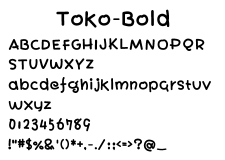 Toko-Bold文字一覧