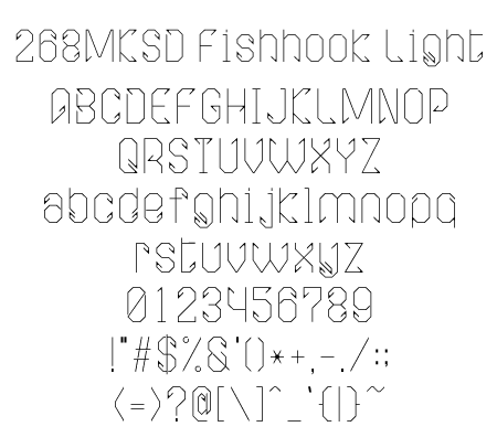 268MKSD Fishhook-Light文字一覧