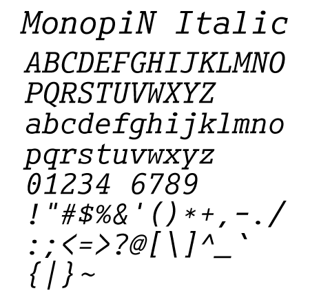 MonopiN-Italic（無料お試し版）
